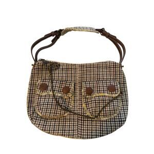 GAP Houndstooth Tweed Shoulder Bag Purse Y2K Vintage Buttons Multicolor clueless